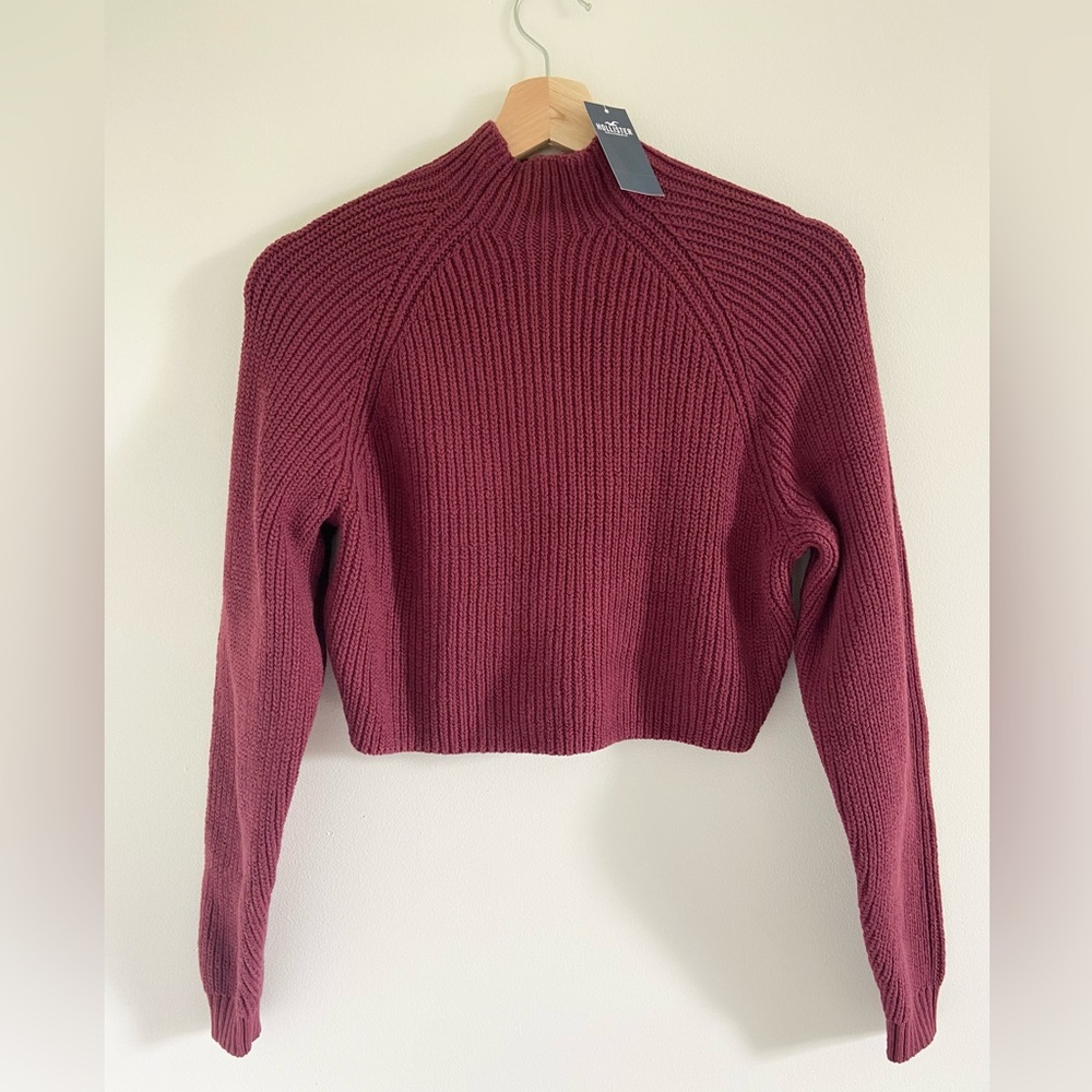 HOLLISTER, Cropped Chunky-Knit Mock Neck Soft Sweater, Size: S